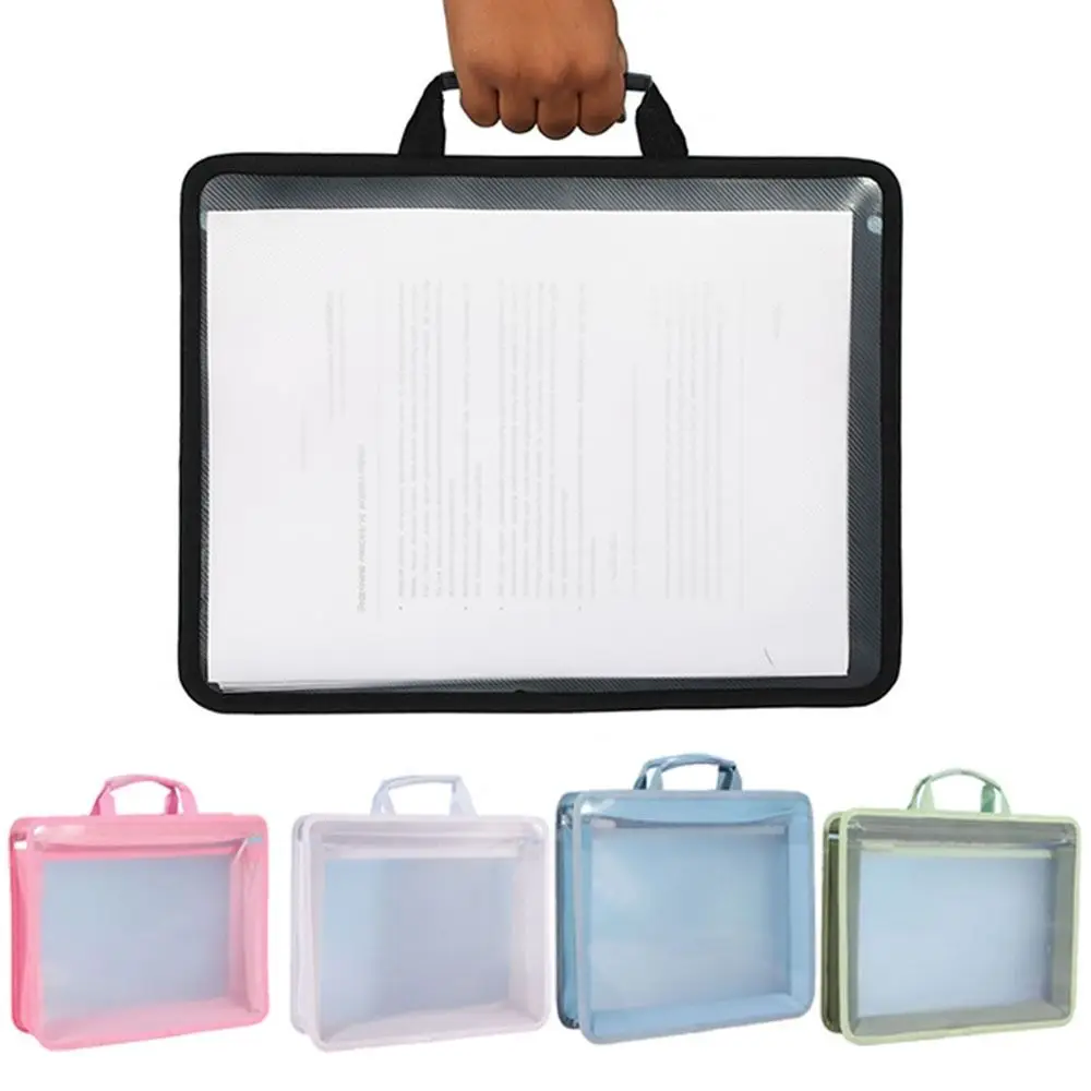 

Large Capacity Transparent a4 Handbag Waterproof 2 Layer Twill File Tote Bag Protective Zippered Portable Documents Bag
