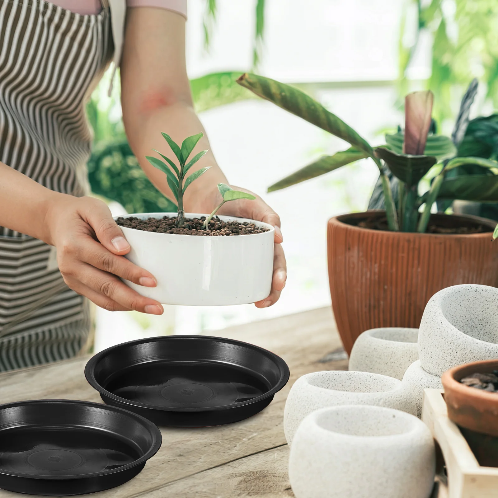 5 Pcs Plastic Flower Tray Bottom Plant Saucers For Flower Pots Planters Water Tray Large Plant Drip Trays Garden Supplies image 5