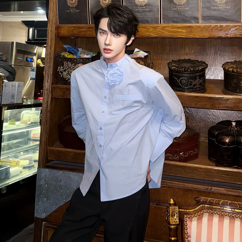 

Весенняя повседневная одежда ручной работы из полиэфирного волокна с цветочным узором в виде роз, синяя, для молодежи, приталенная, на все сезоны