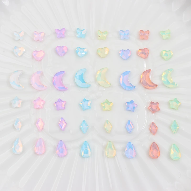 Mocha Flat Back Stars And Moon Glass Crystal Nail Art Rhinestone Stone 3D Suitable For DIY Manicure Diamond 30/100Pcs