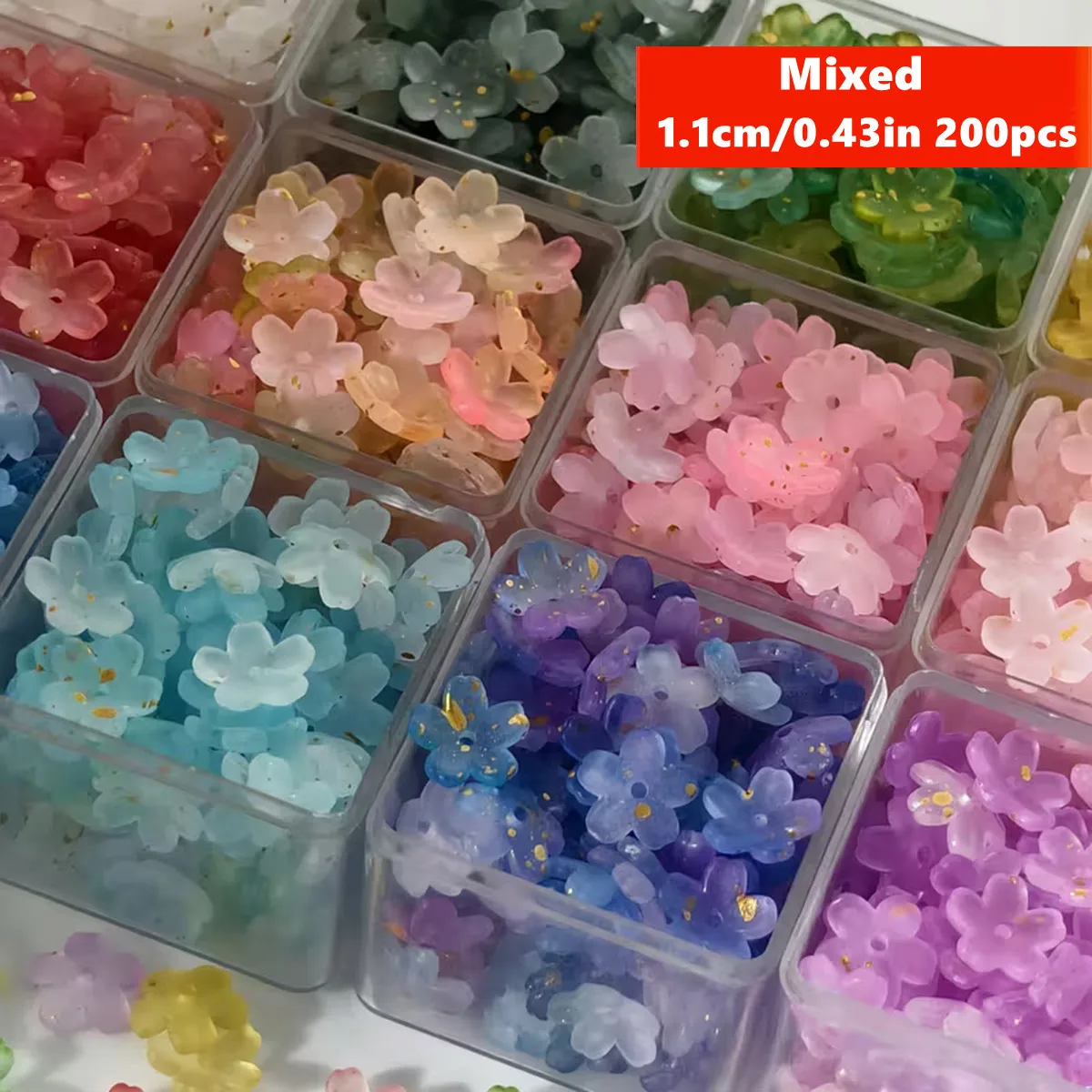 11mm 200pcs Mixed Acrylic Three dimensional peach blossom loose bead fashionable beads For DIY Making