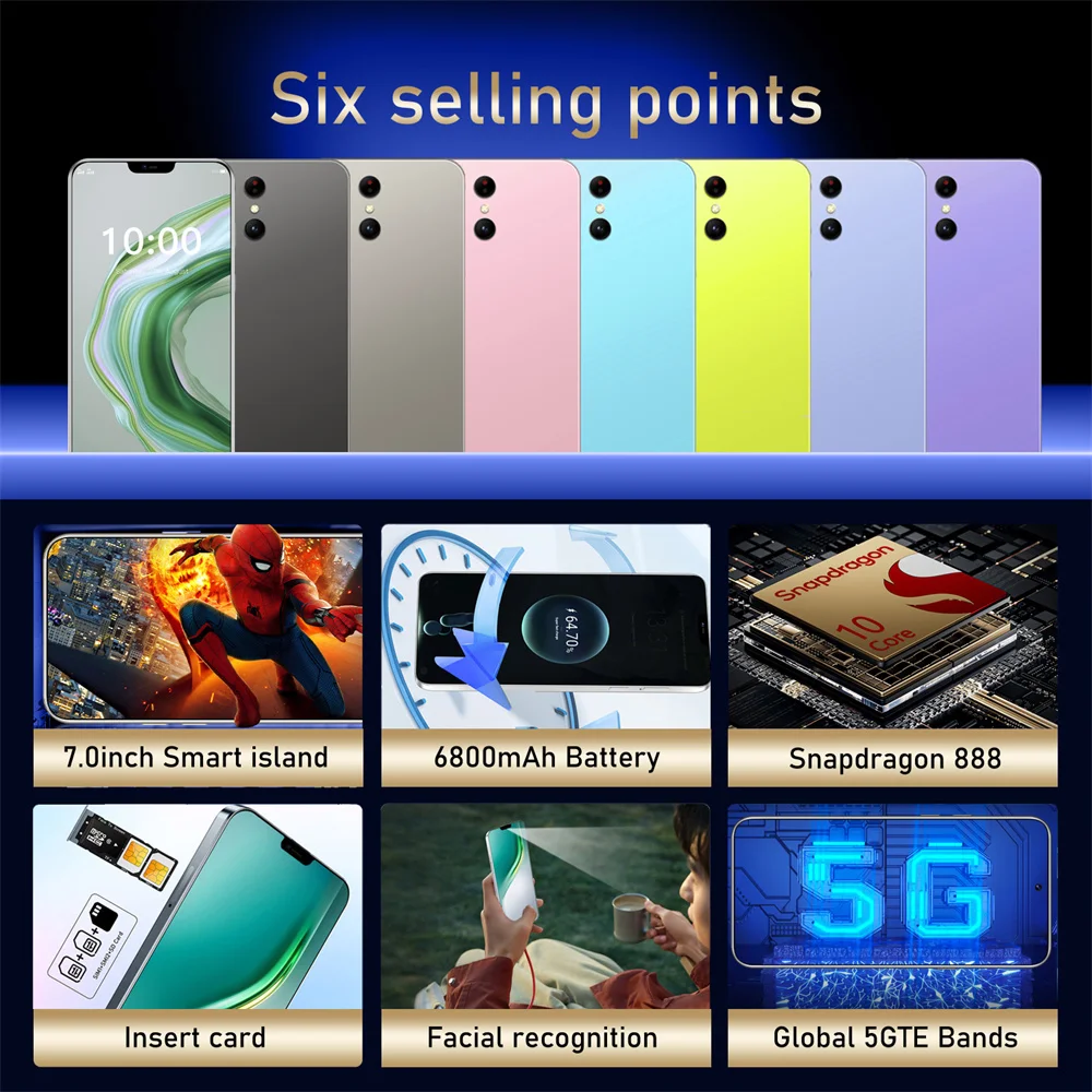2026 الهاتف الذكي الأصلي لـ S26 Ultra 5G 7.0HD Snapdragon 888 بطاقة Sim المزدوجة 16G + 1 تيرا بايت هاتف محمول هواتف أندرويد المحمولة غير مقفلة