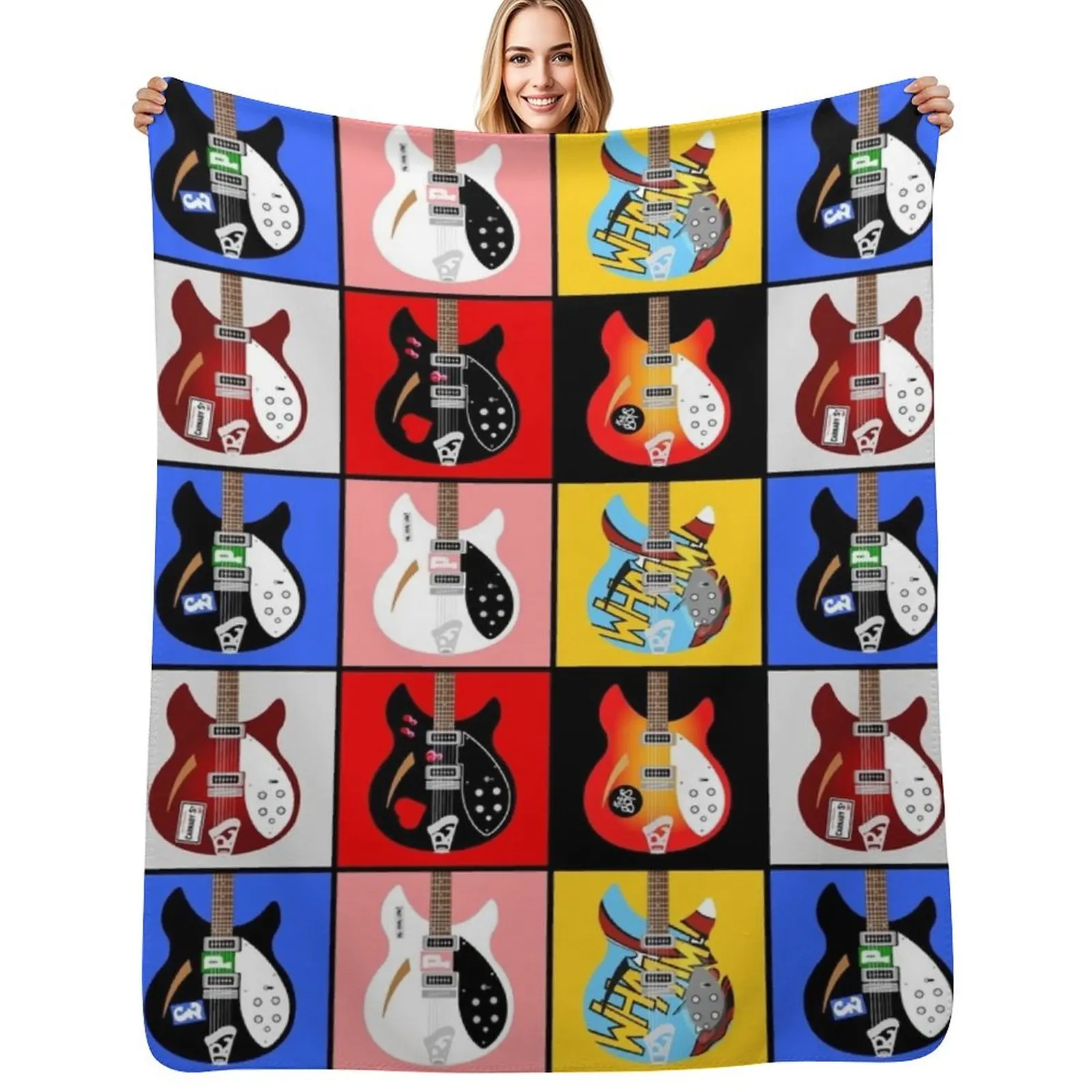 Paul Weller's Rickenbacker 330 Guitar Collection Throw Blanket Plush Sofa Luxury Designer Flannels Blankets