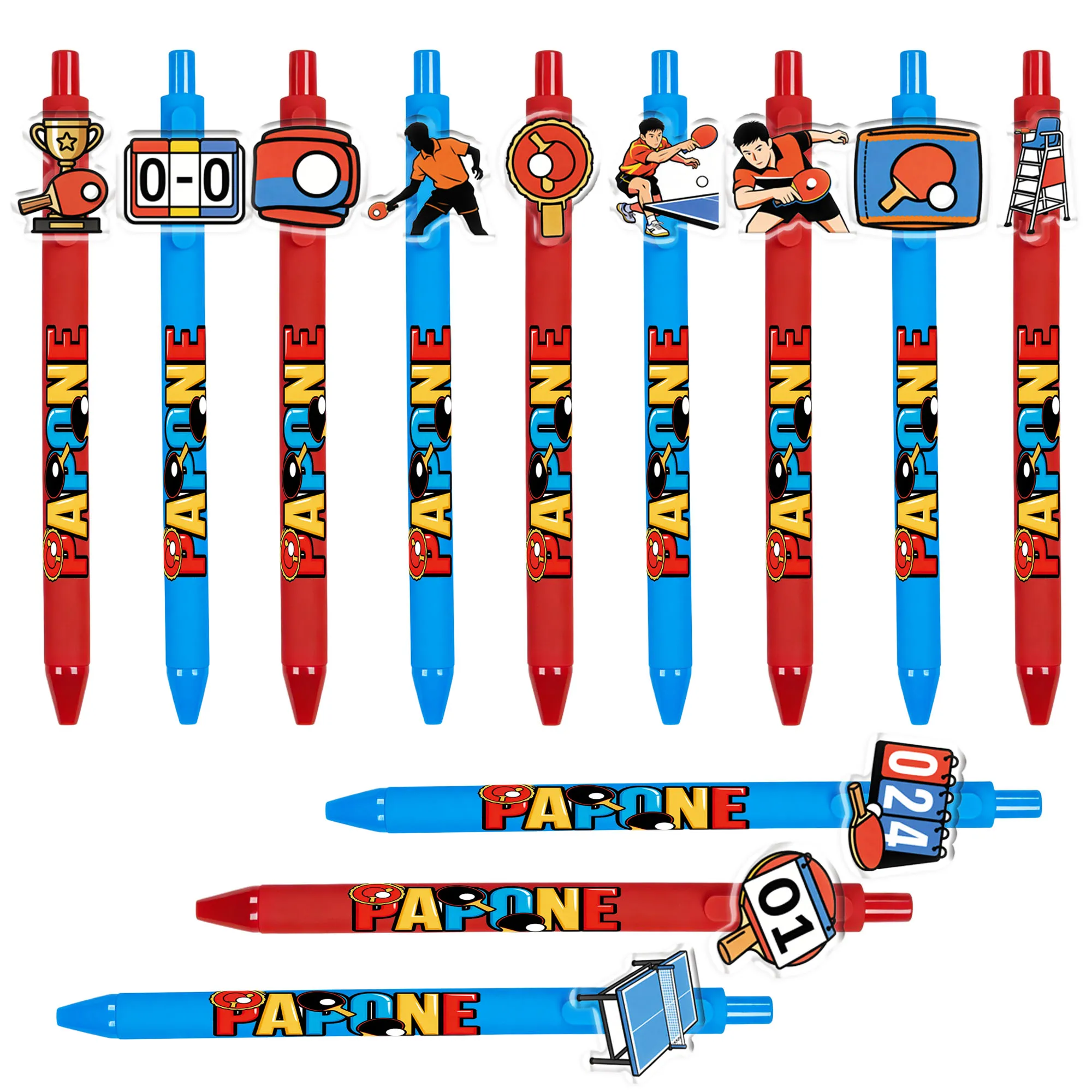 

12pcs/16pcs Hot Blooded Table Tennis Style Ballpoint Pen Student Prize Writing Office Pen