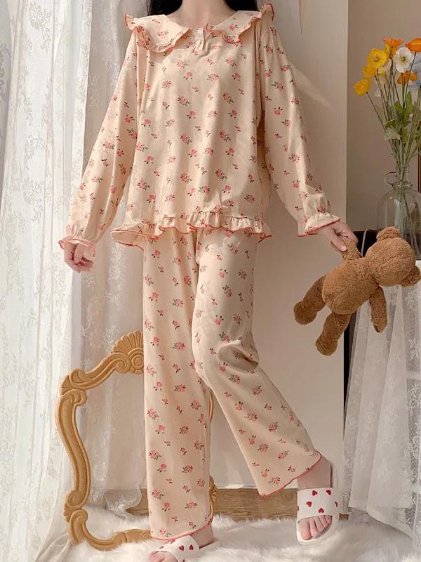 

Длинный комплект из комбинезона Sweet Print для женщин, свободная удобная домашняя одежда, подходящая для уличной одежды, осень-весна, новый Sle