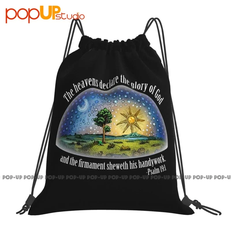 Flat Earth Psalm 19 1 The Firmament Heavens Declare Drawstring Bags Gym Bag Travel Outdoor Running