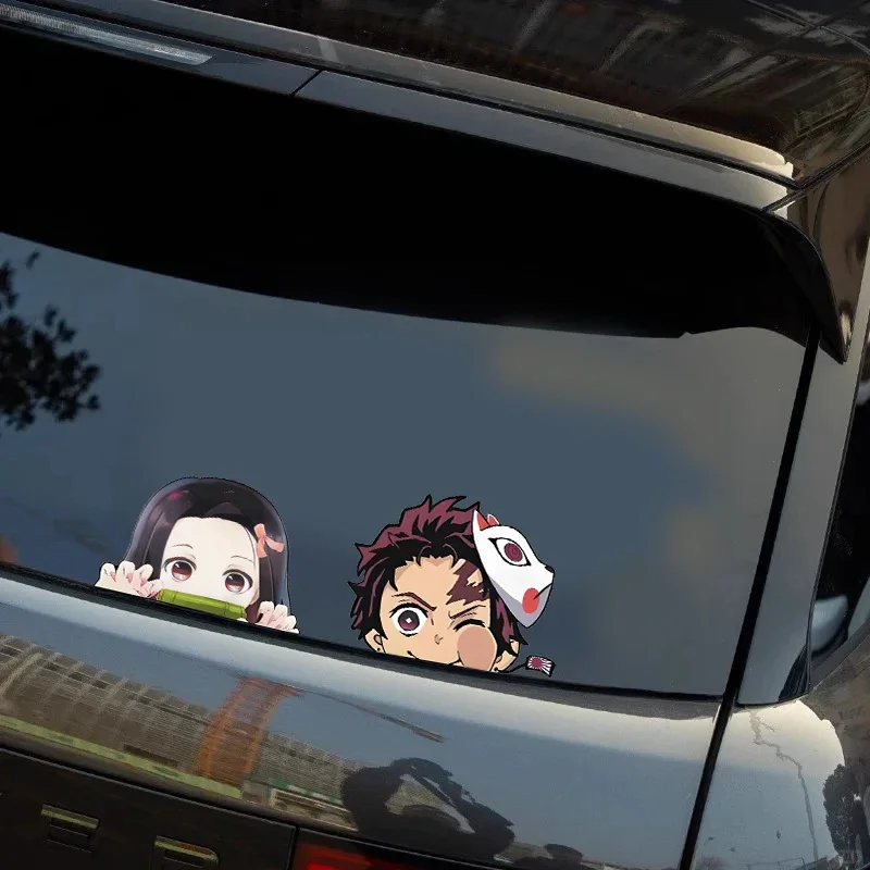 ملصقات أنيمي شيطان القاتل لطيف نظرة خاطفة سيارة ملصق مقاوم للماء ملصقات واقية من الشمس نافذة الكمبيوتر المحمول الجذع ملصق سيارة الديكور