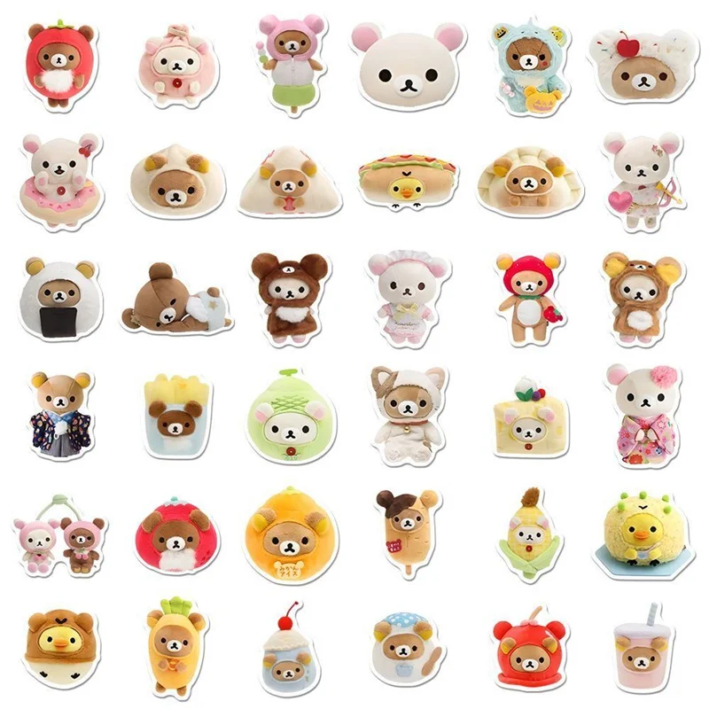 Rilakkuma Stickers 63 Pieces Set Cartoon Bear Cute Stickers Waterproof Scrapbooking Sticker Book Decor