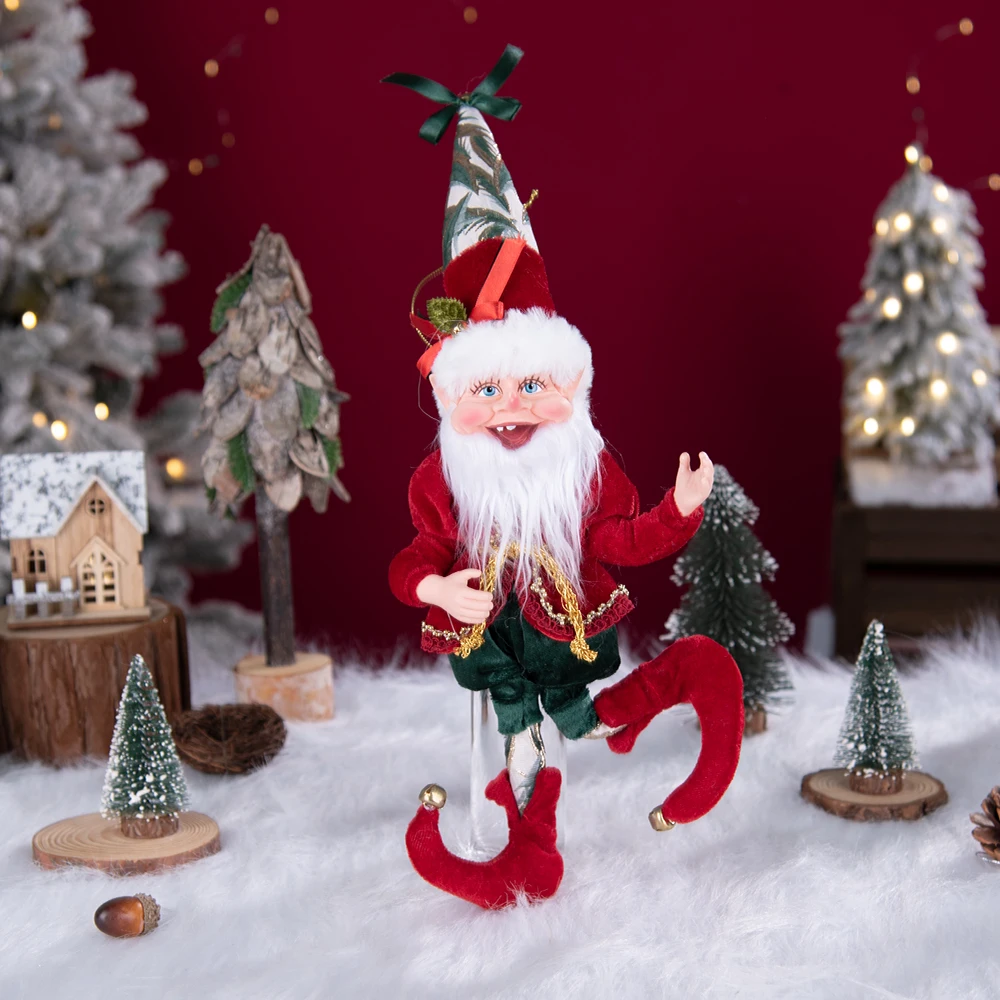 2026 New Custom Christmas Elves With Wreath Hanging Decoration Elf Home Party Wall Pendants Ornaments Christmas Plush Elf Dolls