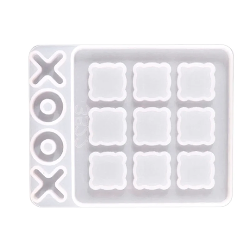 A32P_Tic Tac Toe Game Resin Molds Silicone XO Chess Board Epoxy Resin Mold DIY Craft for Kids and Adults