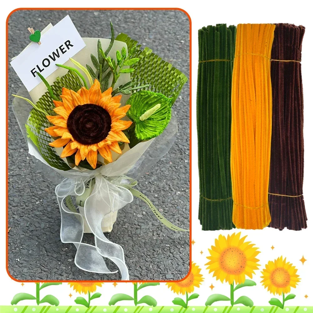 100/300pcs Pipe Cleaners Chenille Stem Craft Flower Supplies,  3 Colors Pipe Cleaners Set for DIY Art and Craft Decorations view 5