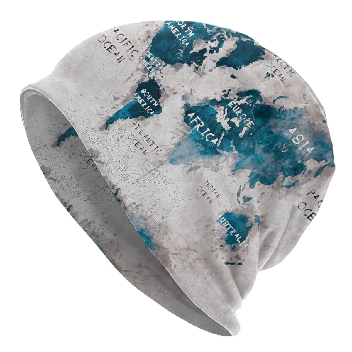 Watercolor World Map Skullies Beanies Hats Summer Men Women Outdoor Caps Warm Thermal Elastic Bonnet Knitting Hats