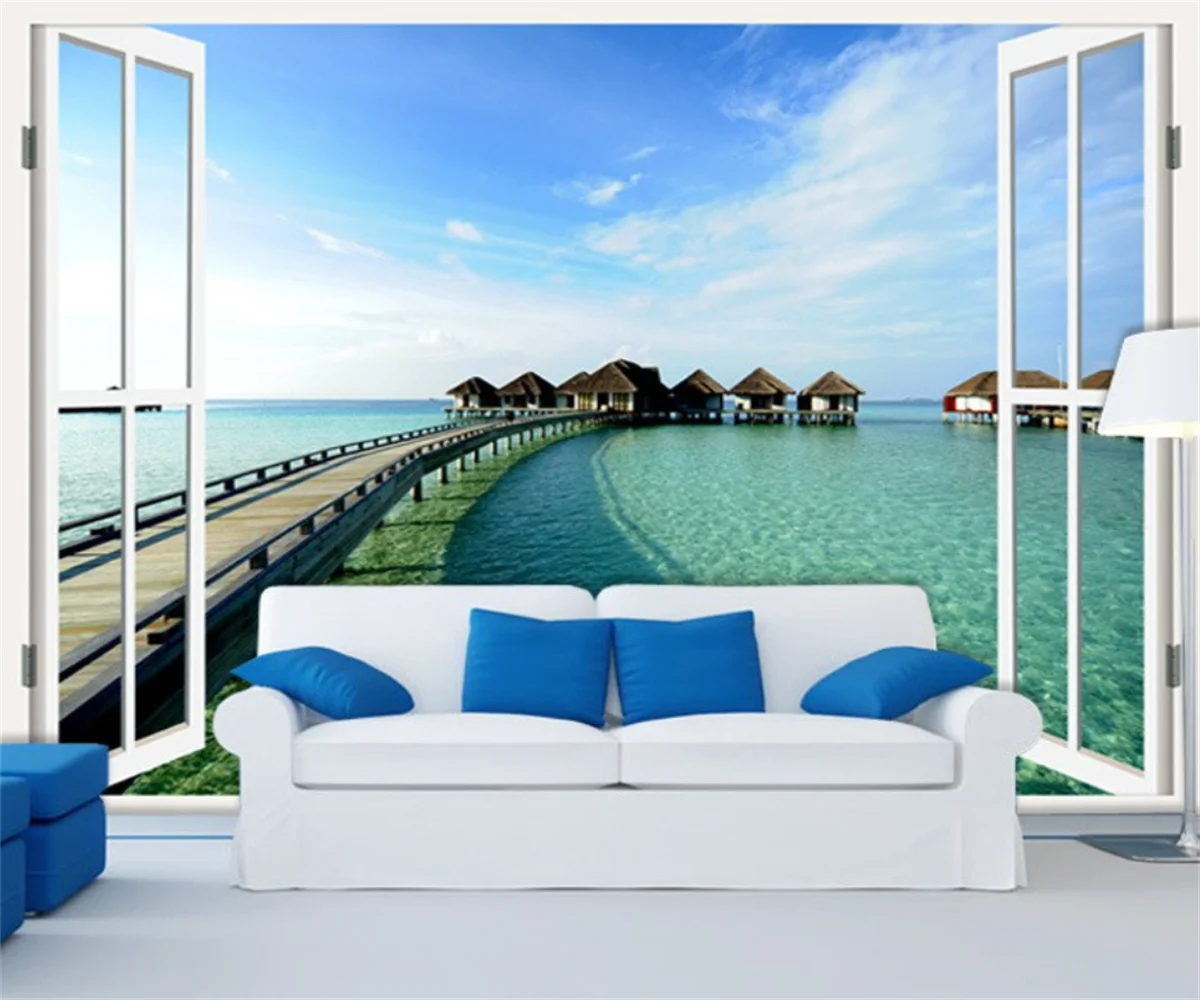 beibehang papier peint Custom seascape space extension living room sofa papel de parede background bedroom landscape wallpaper