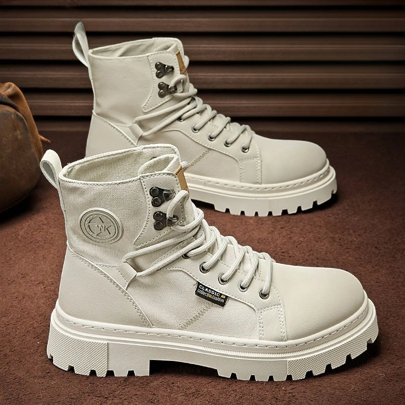 Man Shoes Platform Lace Up Rubber Boots for Men High Cut Spring Autumn Quality Y2k Vintage Retro Designer Casual Cheap Offer New