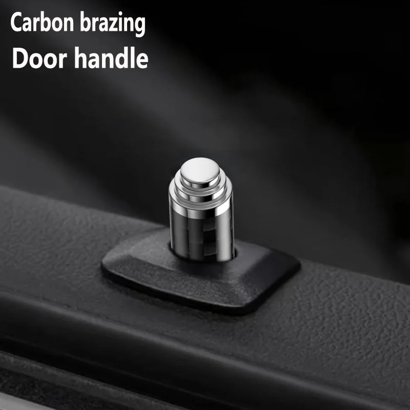 4pcs Automotive interior door button modified general-purpose aluminum alloy door lock, door lock carbon brazing personalized