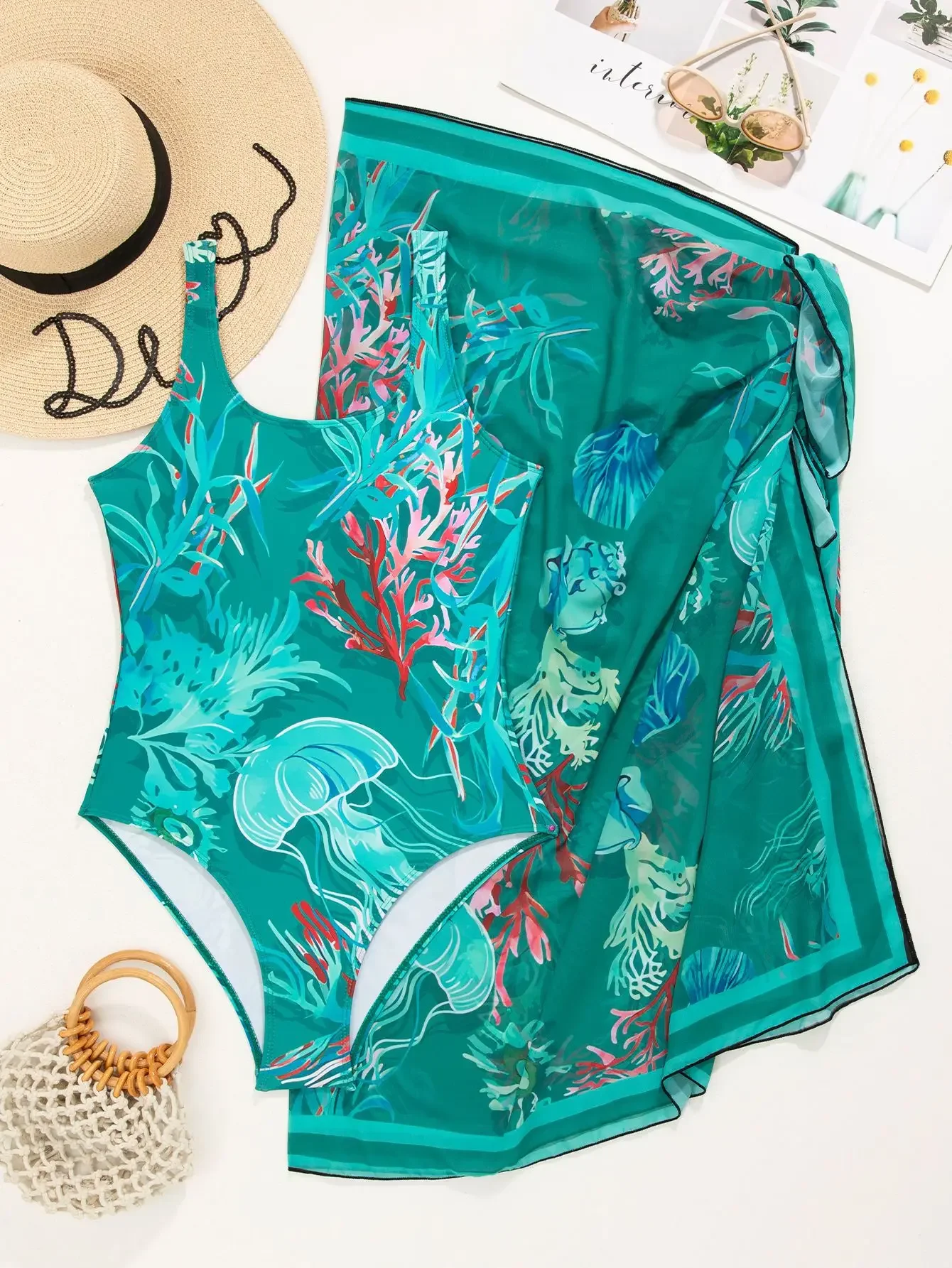 ใหม่เซ็กซี่Backless One- Pieceชุดว่ายน้ําผู้หญิงน่ารักกระโปรงตาข่ายชุดว่ายน้ําชุดบล็อกสีConservative Full Cover Up