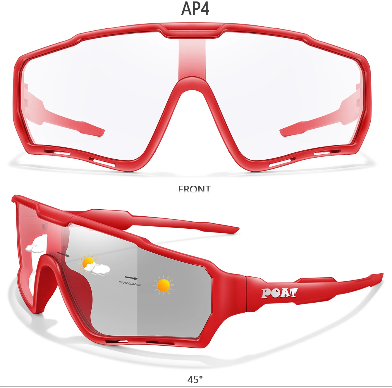 POAT Marke Starke Licht Photochrome Sonnenbrille Neue Stil Sport Männer Frauen MTB Fahrrad Brillen Radfahren Angeln Laufen – Detail 8