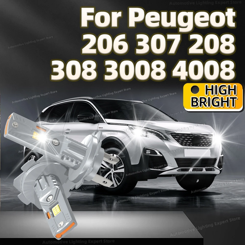 

2Pcs LED Headlights Canbus Car Lamp Fanless 30000LM Super Bright Light Bulbs For Peugeot 206 307 208 308 3008 4008