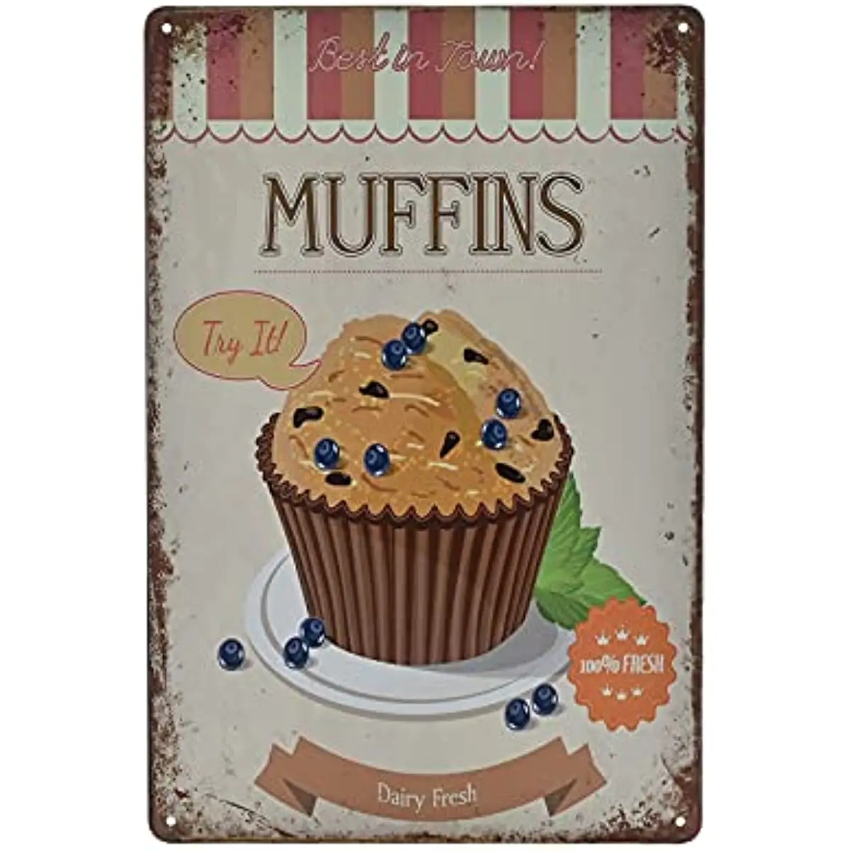 Vintage Classics Metal Sign Muffins Fast Food Shop Retro Tin Decorative Sign Wall Decor Metal Plate Cake Coffee Shop Delicacy