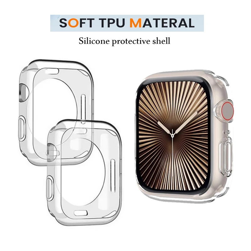 Transparent Soft TPU Clear Casing Shell Protective Case Cover for Apple Watch Series 10 46mm 42mm / Ultra 2 49mm