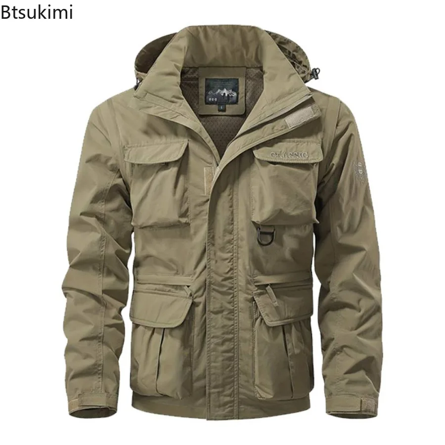 New Men's Winter Warm Jackets Coats Hooded Zipper Coat Pockets Casual Loose Coat Full Sleeve Elegant Splice Autumn Winter Coats