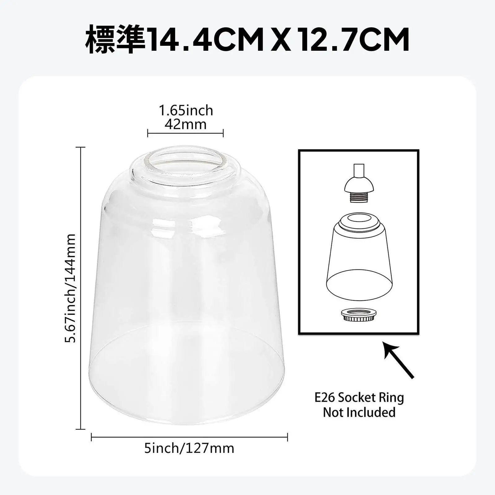 Durable Clear Glass Shade Modern Lamp Cover Lighting Replacement for Ceiling Fan Chandelier Living Room Office