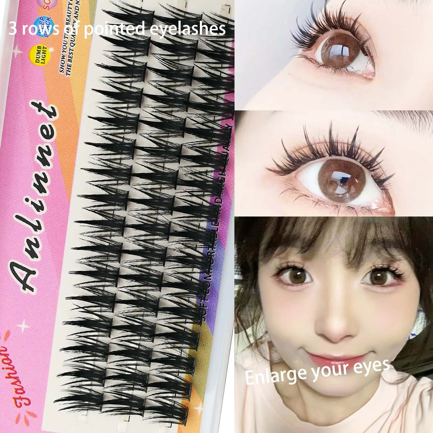 3 rijen valse wimpers lash clusters cosmetica make-up tools veer wimpers groothandel wimpers echte tas Wimper extensions