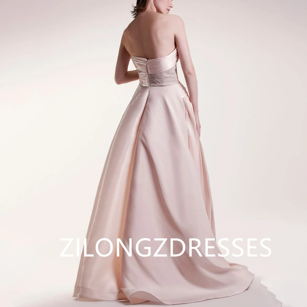 Customized Temperament Satin Evening Dresses Exquisite Strapless Sleeveless Homecoming Dresses Fashion Special Occasion Gowns