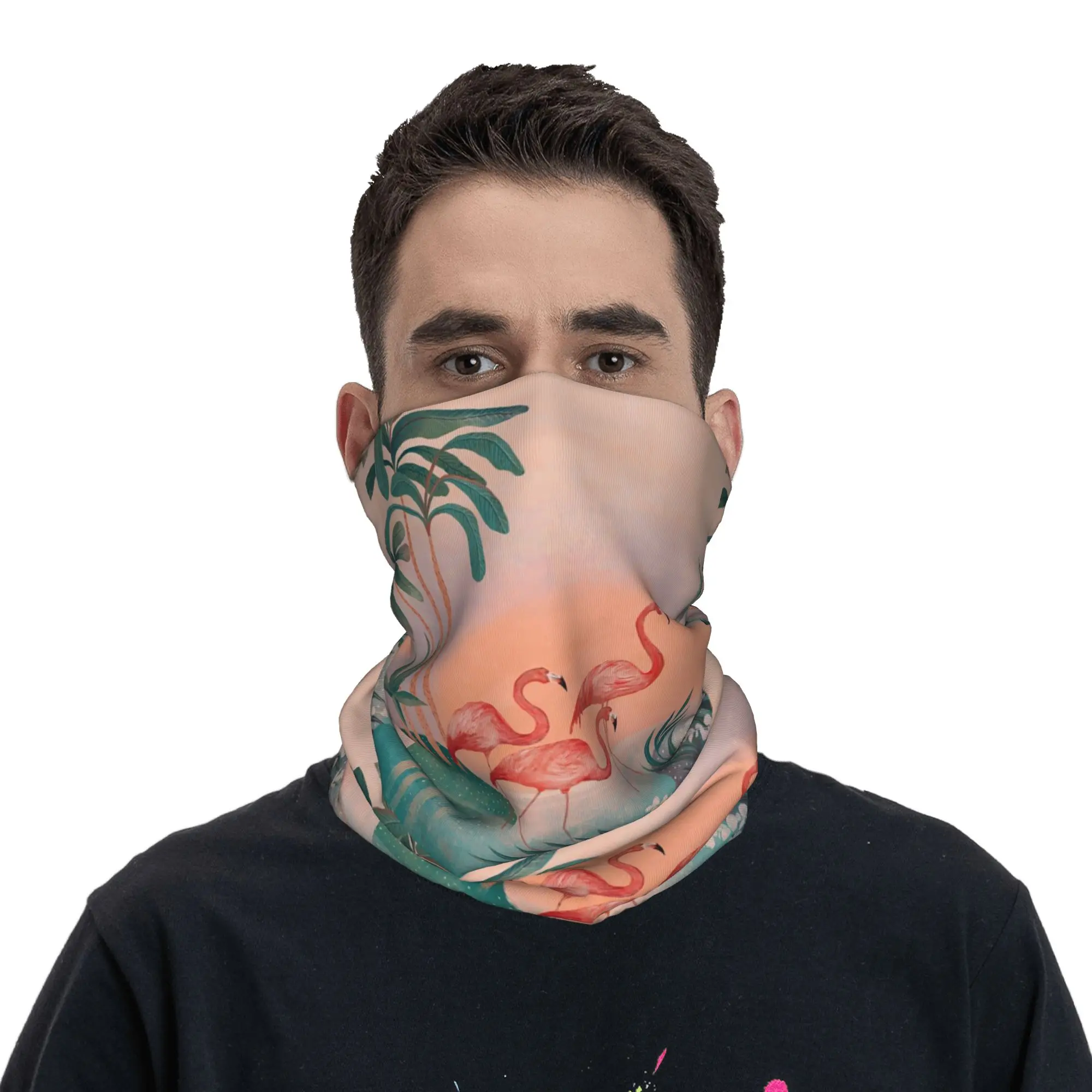 Flamingo Secret oasis  Bandana Neck Gaiter Printed Face Scarf Warm Balaclava Riding For Men Women Adult