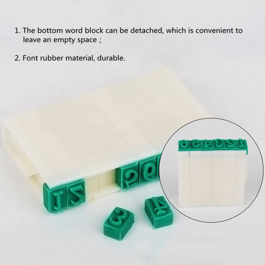 Plastic Adjustable Removable Movable Seal Stamp Hand Printing Numbers Letters Combination 4 Sets