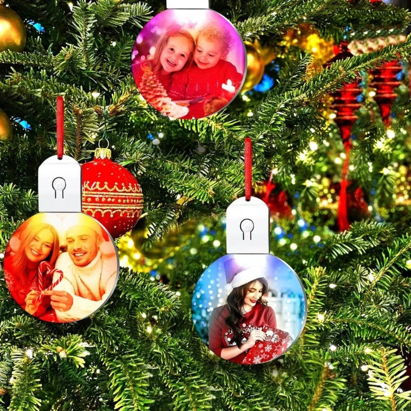 DIY LED Light Sublimation Ornament Blanks Clear Acrylic Christmas Decoration Pendant