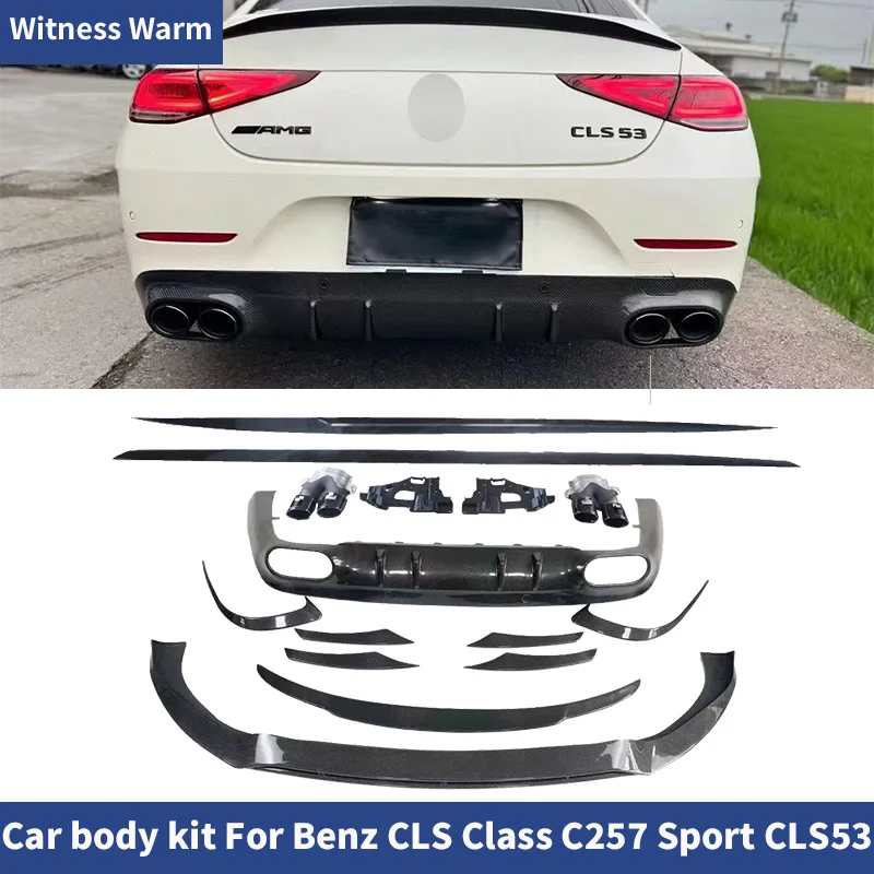 Pour Mercedes-Benz Classe CLS C257 CLS53 AMG cls450 350 : Lame avant, Fentes d'air arrière, Splitter, Diffuseur de pare-chocs, Embouts, Ailerons, Jupes latérales