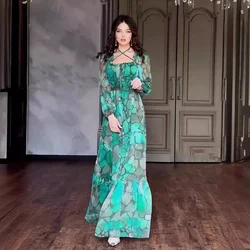 Eid Muslim Abaya for Women Print Dresses Ramadan Vestidos Morocco Kaftan Dubai Saudi Abayas Islam Arabic Long Robe Jalabiya