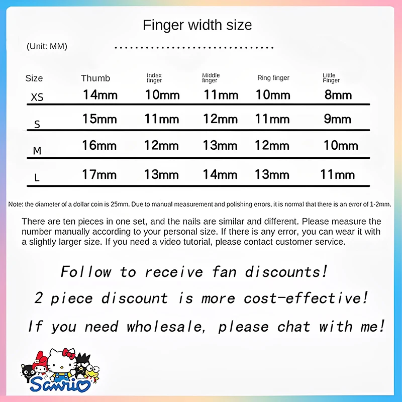 41 Styles Sanrios Hellokitty Wearing Armor Y2K Nail Patch Charm False Nail Anime Cartoon Sticker Reusable Finger Decoration Gift