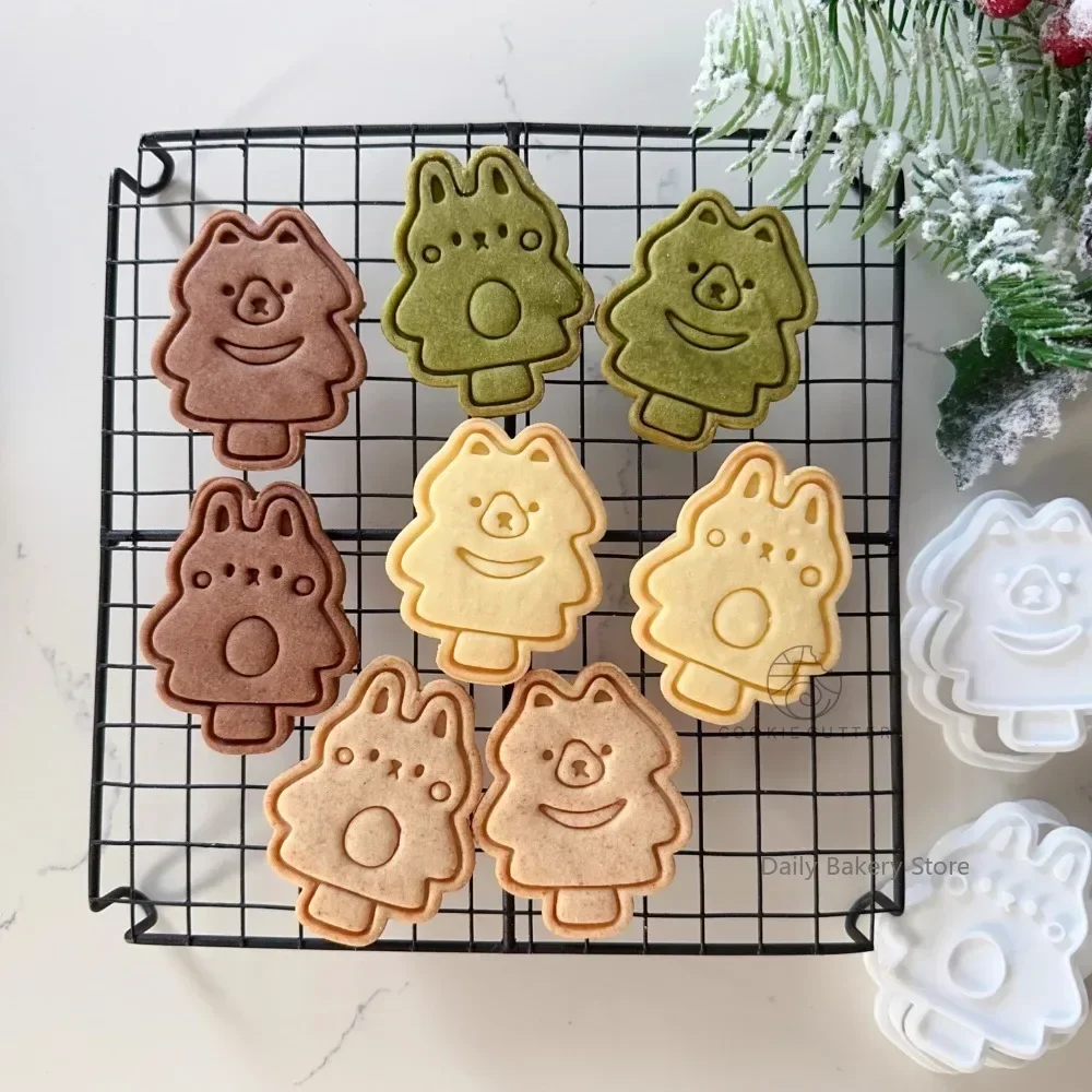 Cute Bear/Rabbit Cookie Cutter Molds,Cartoon Animal Ice Cream Shaped Biscuit Mold,Christmas Kitchen Baking Cake Decorating Tools