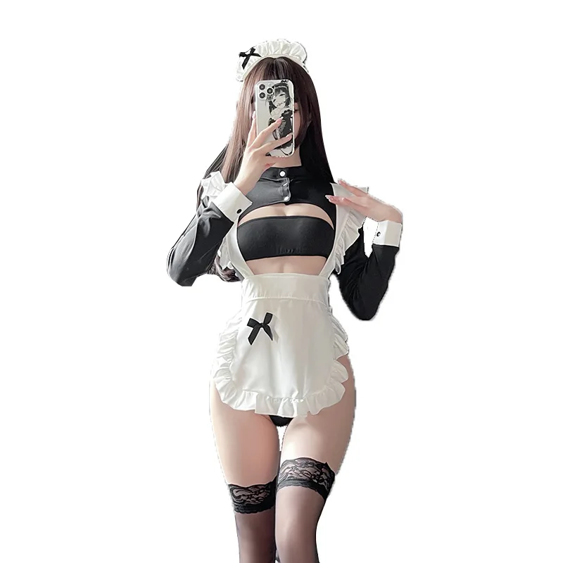 

Сексуальный костюм горничной в стиле Лолиты, комплект нижнего белья, женская сорочка, одежда для медового месяца, комплект нижнего белья с низкой грудью для пар