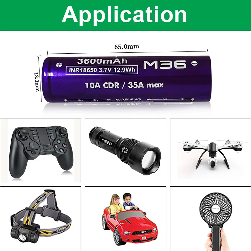 Original Vapcell 18650 M36 3600mah Battery 10A/35A High Capacity Rechargeable Batteries VS Molicel P30B Cell For Power Tools