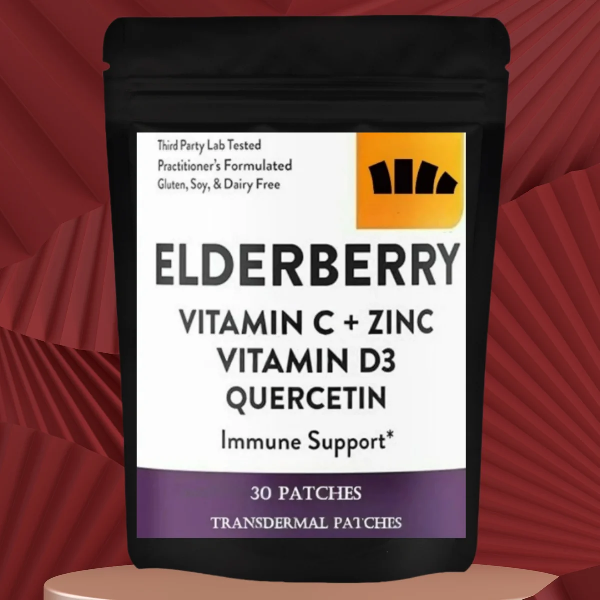 30 Patches Elderberry Transdermal Patches with Zinc, Vitamin C, E, & D3 Immune Booster