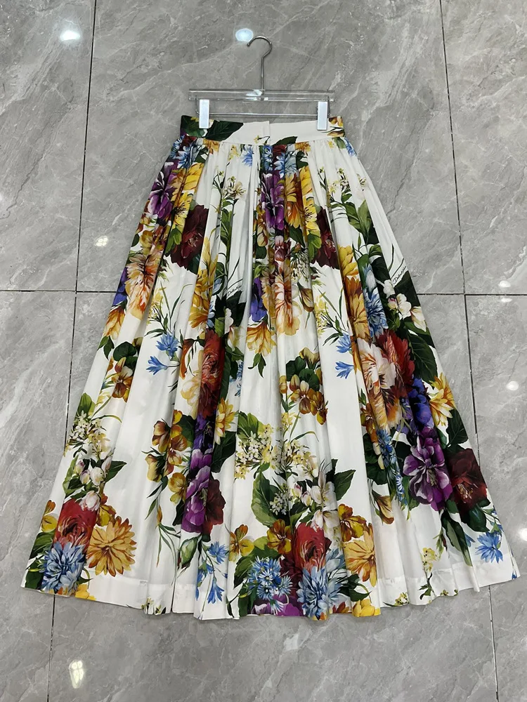 Floral Print 2 Piece Set Women | Luxury Designer Inspired Crop Shirt & Cotton Maxi Skirt | Spring Summer Beach Vacation Outfit 2