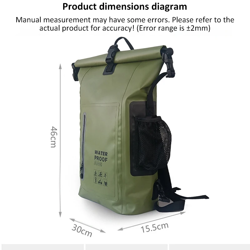 500D PVC Waterproof Dry Bag Drift Swimming Backpack Waterproof Shoulder Kayak Trekking Drifting Rafting Surfing Boating Bag