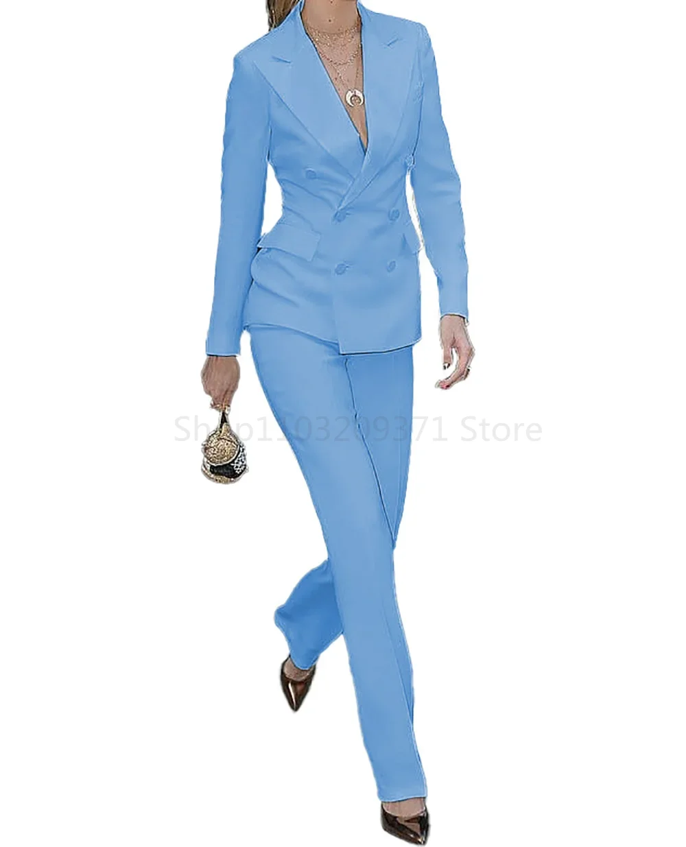 Slim Fit Fashion Women Blazer 2 Pcs Vintage Long Sleeve Suit Jackets and Straight Pants Suit Female Lapel Business Casual Dress