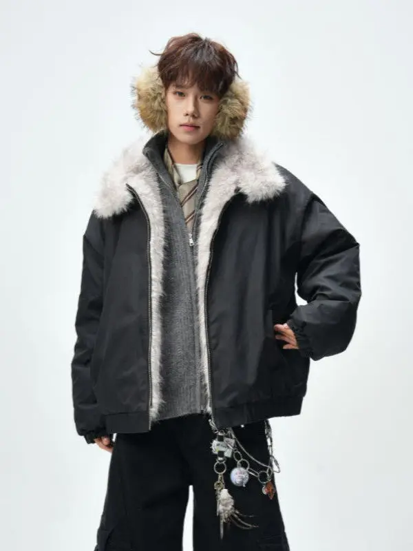 

Мужская хлопковая куртка TANGZ STUDIO: модное зимнее пальто в американском стиле с меховой отделкой, теплое повседневное пальто с длинными рукавами, крой Cleanfit