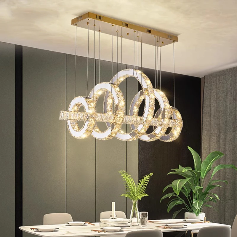 شعبية دائرة كريستال زجاج الثريا مصمم ضوء مصباح السقف APP مع RC عكس الضوء بريق، والإضاءة الداخلية للمنزل