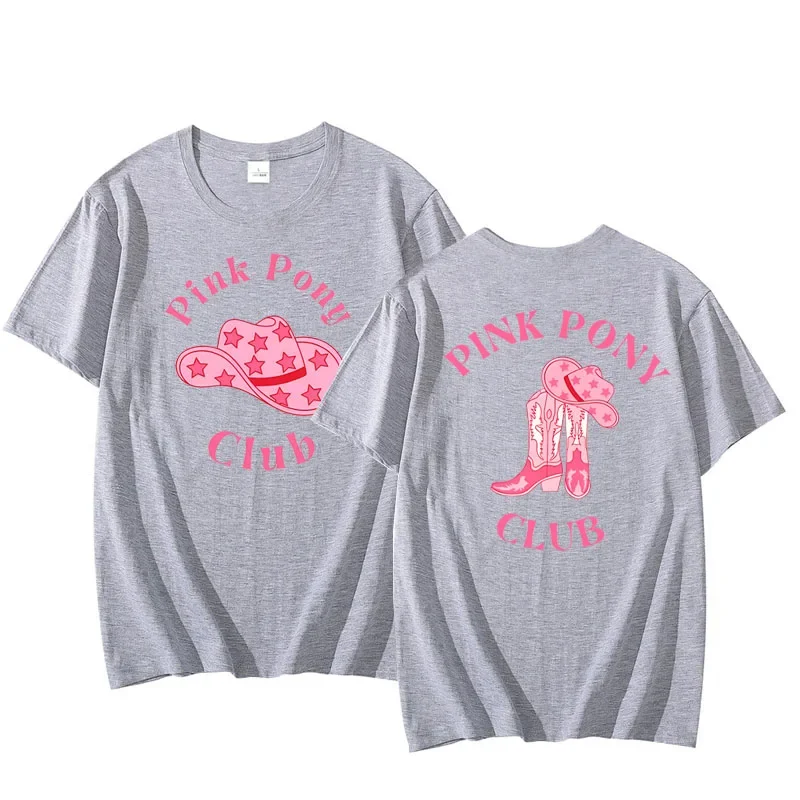 Pink Pony Club Cowboy Boots and Hat T-shirts for Men Women Hip Hop Cotton Short Sleeve Tees Unisex Streetwear T Shirt Clothes