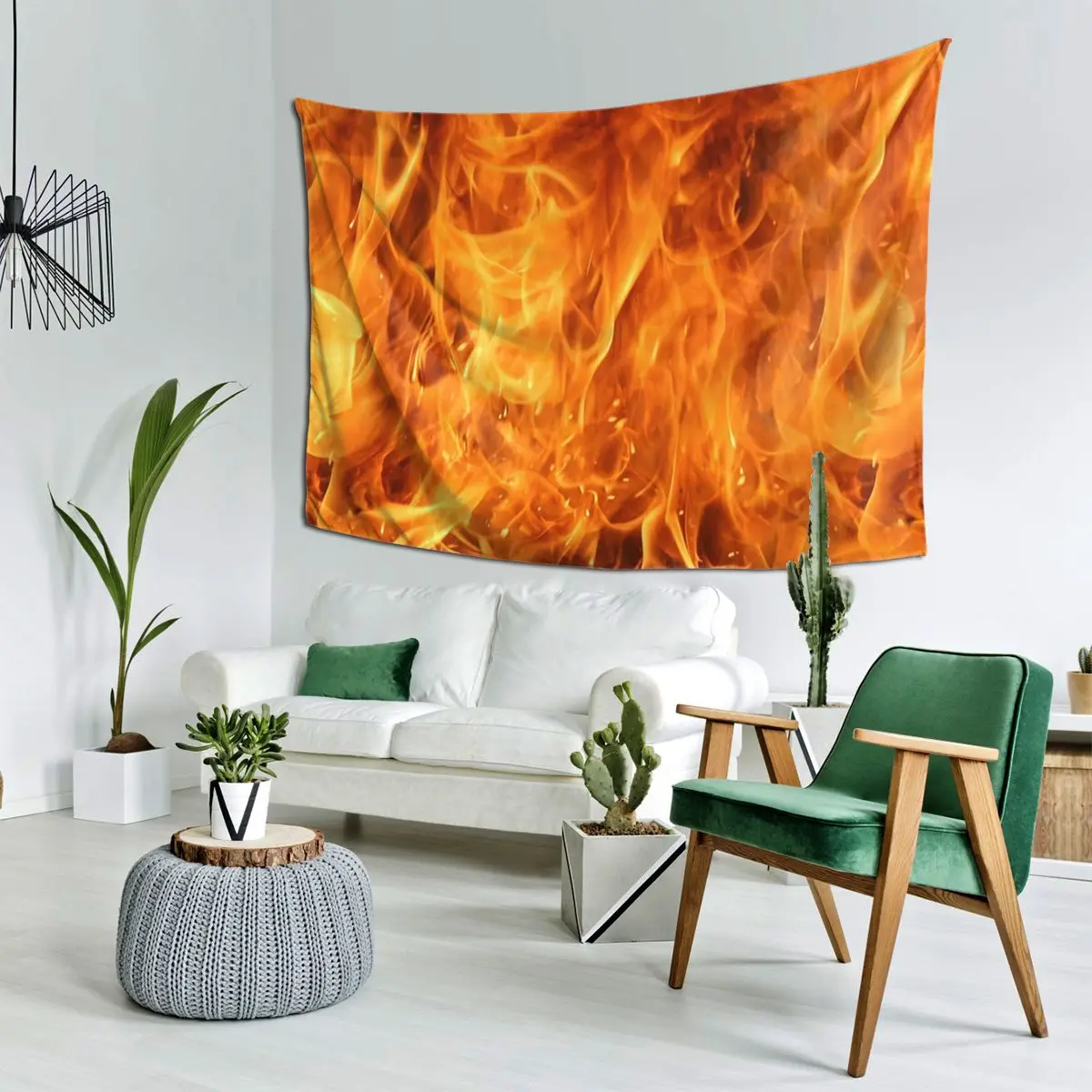 Burning Fire With Sparks Tapestry Hippie Wall Hanging Aesthetic Home Decor Tapestries for Living Room Bedroom Dorm Room