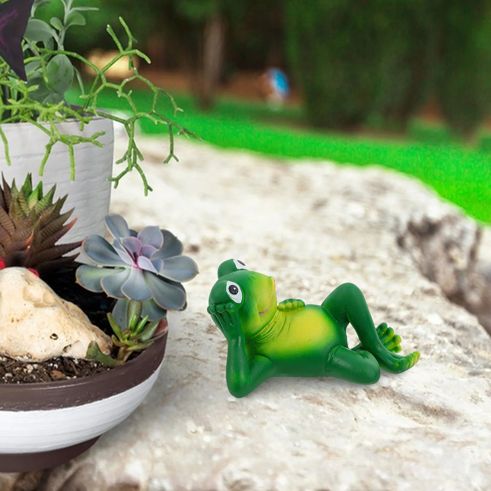 

Waterproof Resin Frog Garden Decor Charming Durable Outdoor Setting Playful Design Easy Setup Various Locations Flower Beds