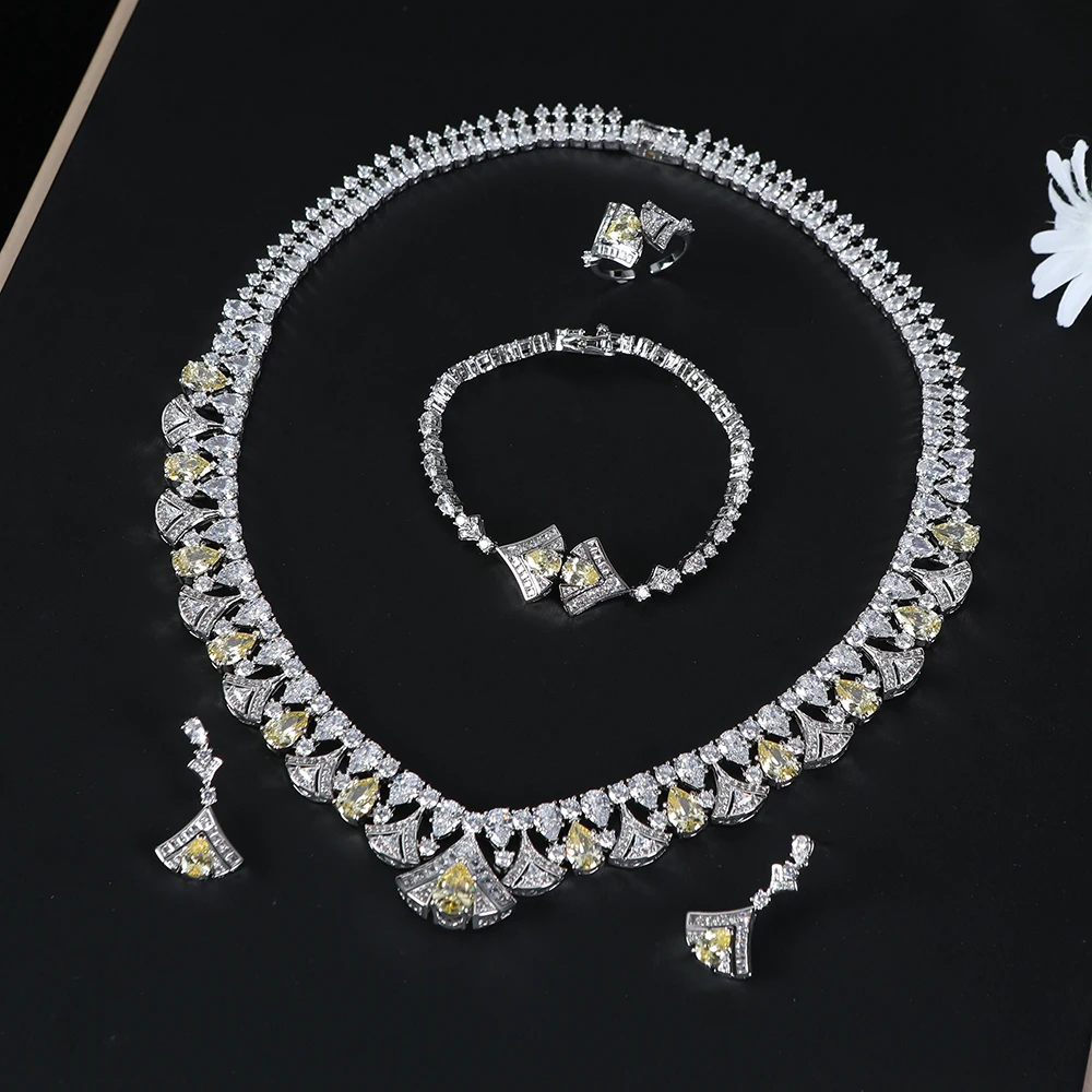 1 Set Fan-Shaped Crystal Jewelry Set for Luxury Gala Fashion Women's Dazzling Jewelry Gift for Anniversary
