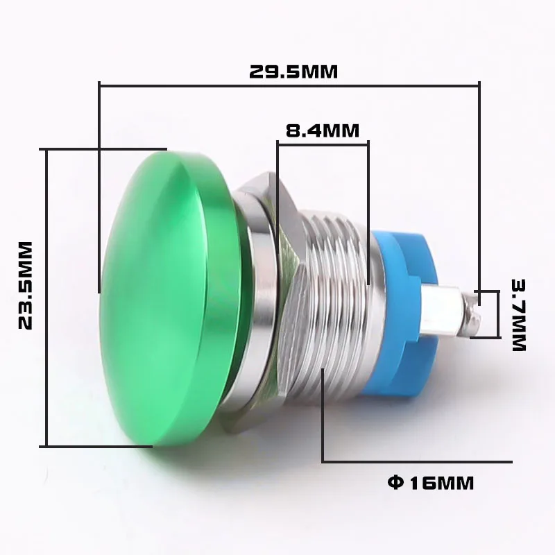 16mm 19mm 22mm Stainless Steel Metal Push Button Switch Waterproof Self-Reset Screw Foot Mushroom Head Jog Button Switch