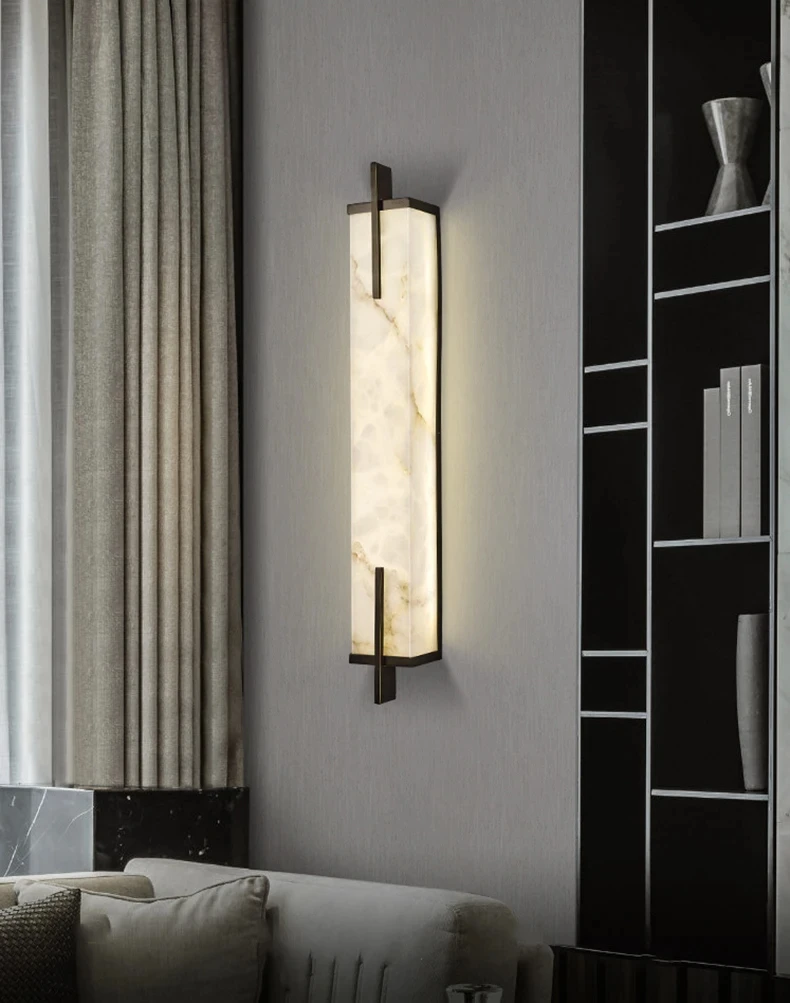 Luz colgante LED de mármol de cobre rectangular chino, sala de estar negra para luz colgante, dormitorio, estudio, hotel, YX302TB