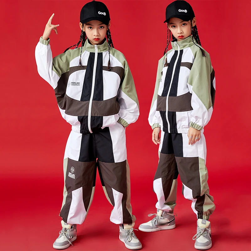 Wear Girls Loose Coat Pants Boys Hiphop Suit Ballroom Dance Rave Clothes Kids Hip Hop Dance Costume Autumn Street Dance